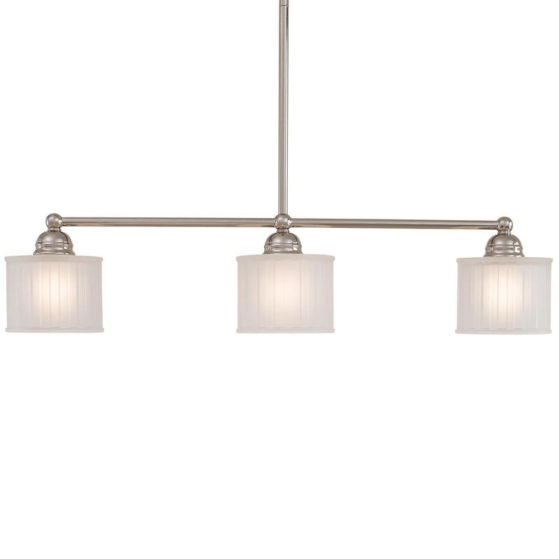 1730 Series 3-Light Island Fixture in Polished Nickel & Etched Glass - Lamps Expo