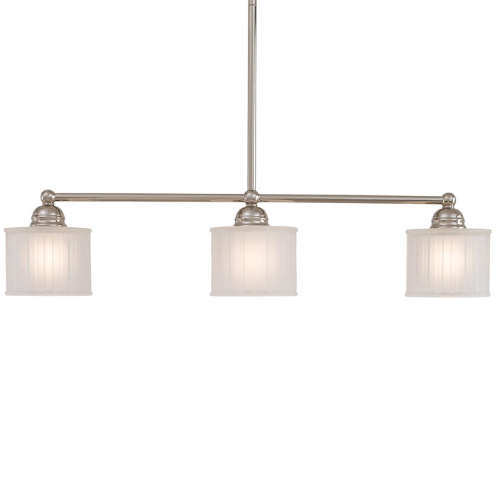 1730 Series 3-Light Island Fixture in Polished Nickel & Etched Glass - Lamps Expo
