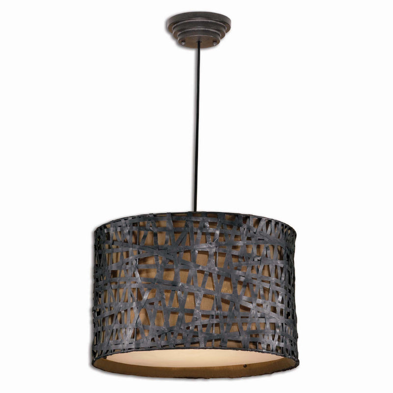 Uttermost's Alita Aged Black Drum Pendant Designed by Carolyn Kinder