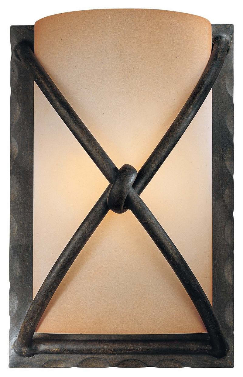 Aspen II 1-Light Wall Sconce in Aspen Bronze & Rustic Scavo Glass