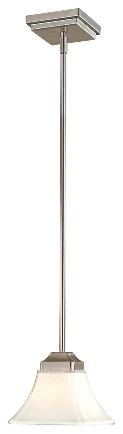 Agilis 1-Light Mini-Pendant in Brushed Nickel & Lamina Blanca Glass