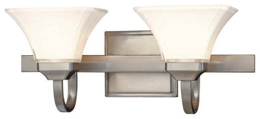 Agilis 2-Light Bath Vanity in Brushed Nickel & Lamina Blanca Glass