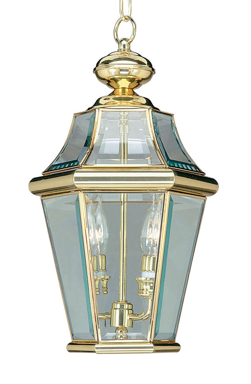 Georgetown 2 Light Outdoor Chain Lantern in Polished Brass - Lamps Expo