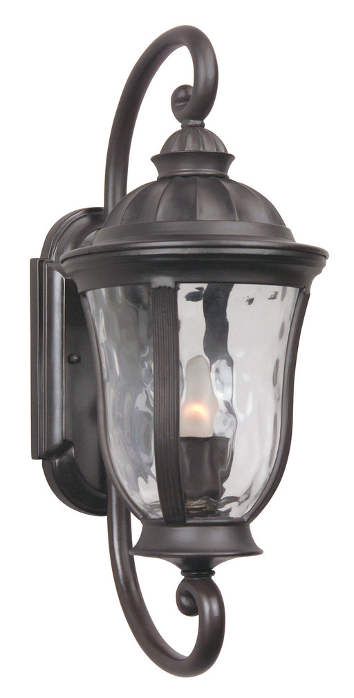 Frances 1-Light Wall Lantern in Oiled Bronze Outdoor with Clear Hammered Glass