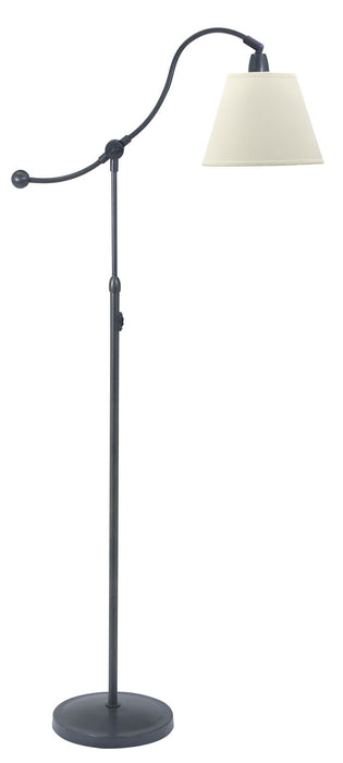Hyde Park Floor Lamp Oil Rubbed Bronze with White Linen Shade with Off-White Linen Hardback