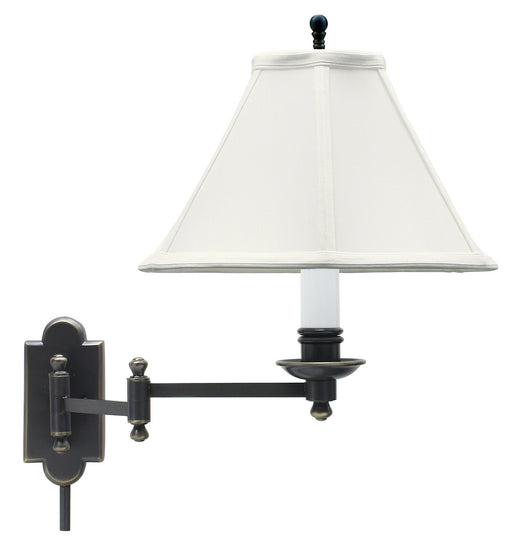 Club Oil Rubbed Bronze Wall Swing Lamp with Off-White Linen Softback Shade