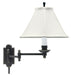 Club Oil Rubbed Bronze Wall Swing Lamp with Off-White Linen Softback Shade