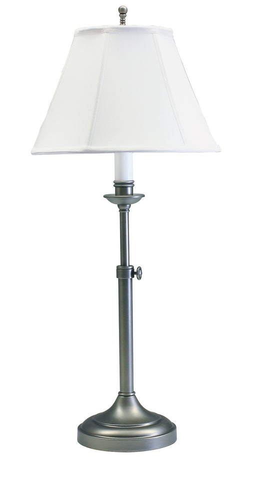 Club Adjustable Antique Silver Table Lamp with White Linen Softback Shade