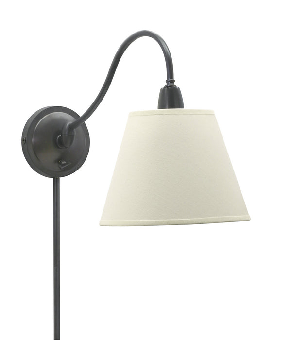 Hyde Park Wall Lamp Oil Rubbed Bronze with White Linen Shade with Off-White Linen Hardback