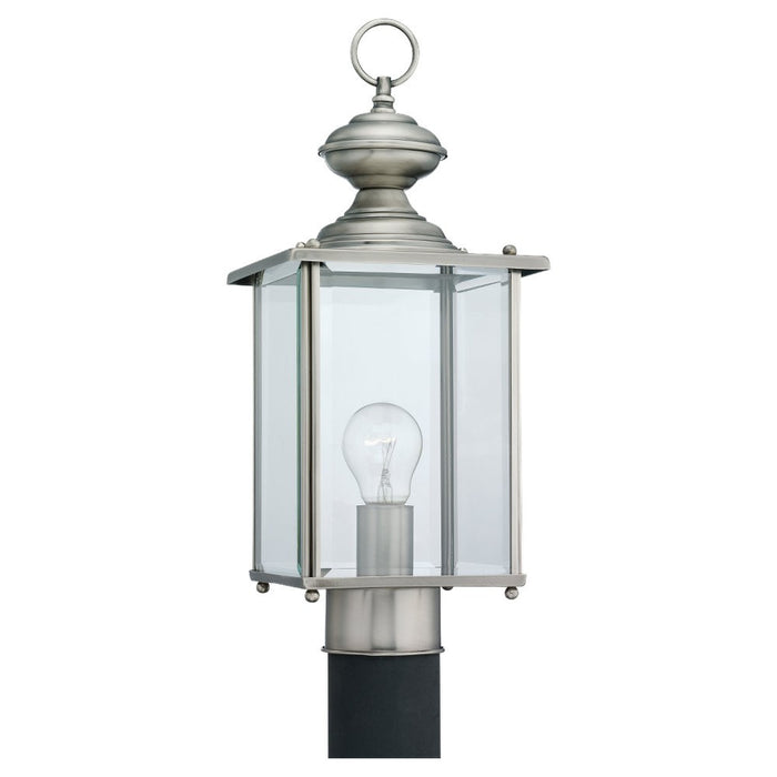 Jamestowne One Light Outdoor Post Lantern in Antique Brushed Nickel with Clear Beveled�Glass