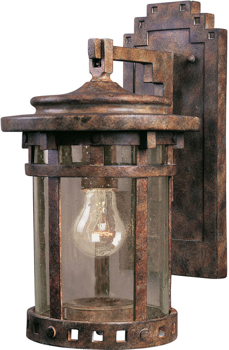 Santa Barbara Cast 1-Light Outdoor Wall Lantern in Sienna with Seedy Glass