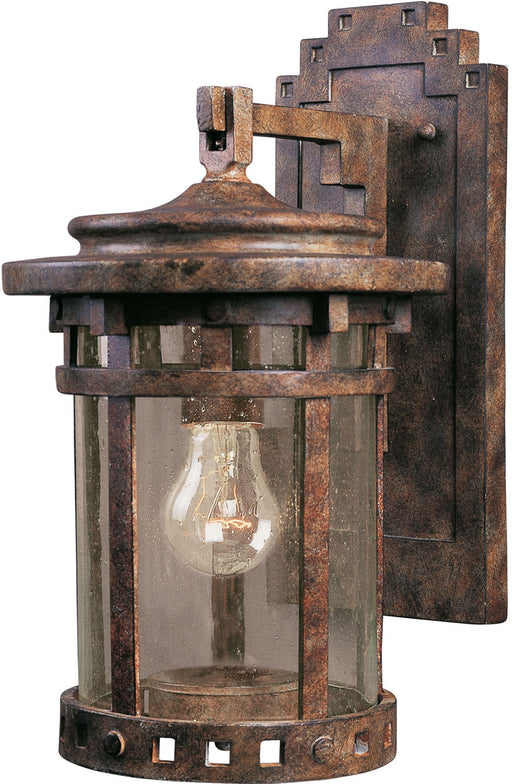 Santa Barbara Cast 1-Light Outdoor Wall Lantern in Sienna with Seedy Glass