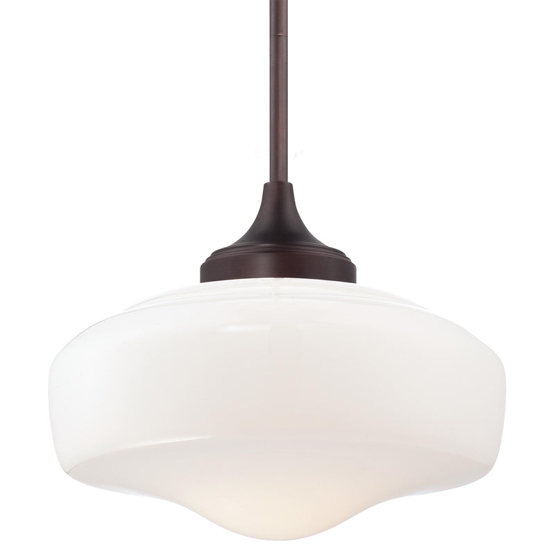 1-Light Pendant in Brushed Bronze & Opal Glass - Lamps Expo