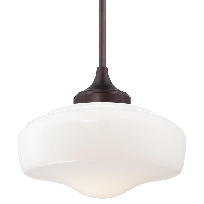 1-Light Pendant in Brushed Bronze & Opal Glass - Lamps Expo