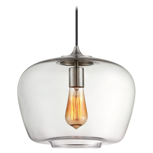 1-Light Mini-Pendant in Brushed Nickel & Clear Glass - Lamps Expo