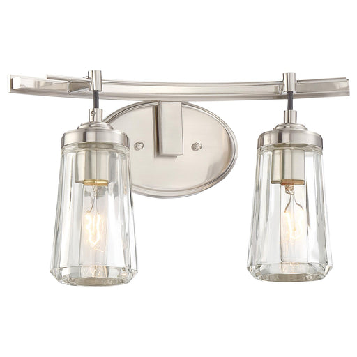Poleis 2-Light Bath Vanity in Brushed Nickel & Clear Glass - Lamps Expo