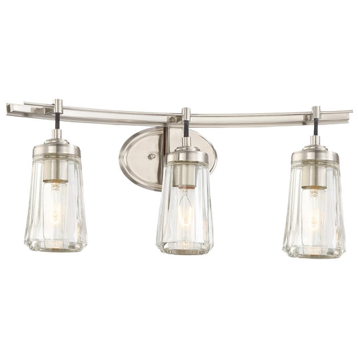 Poleis 3-Light Bath Vanity in Brushed Nickel & Clear Glass - Lamps Expo