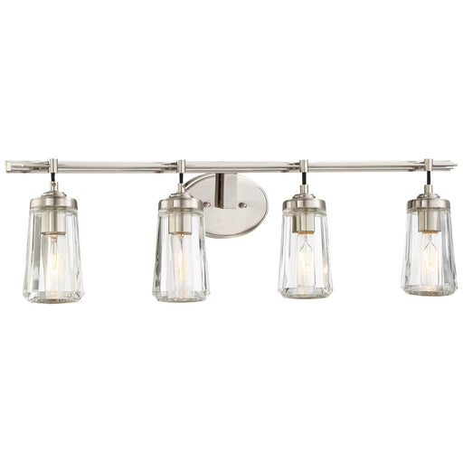 Poleis 4-Light Bath Vanity in Brushed Nickel & Clear Glass - Lamps Expo
