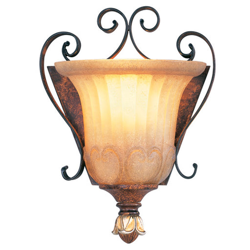 Villa Verona 1 Light Wall Sconce in Verona Bronze with Aged Gold Leaf Accents