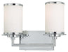 Glass Note 2-Light Bath Vanity in Chrome & White Opal Glass