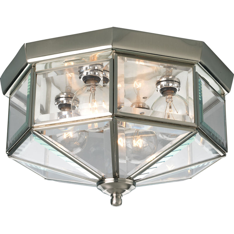 4-Light BeveLED Glass 110.125" Close-to-Ceiling in Brushed Nickel
