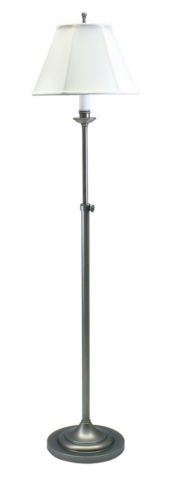 Club Adjustable Antique Silver Floor Lamp with White Linen Softback Shade