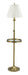 Club Adjustable Antique Brass Floor Lamp with glass Table with Off-White Linen Softback Shade