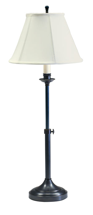 Club Adjustable Oil Rubbed Bronze Table Lamp with Off-White Linen Softback Shade