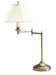 Club 25 Inch Antique Brass Table Lamp with Swing Arm with Off-White Linen Softback Shade