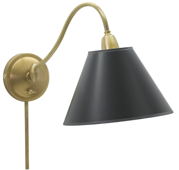 Hyde Park Wall Lamp Weathered Brass with Black Parchment with Black Parchment Shade