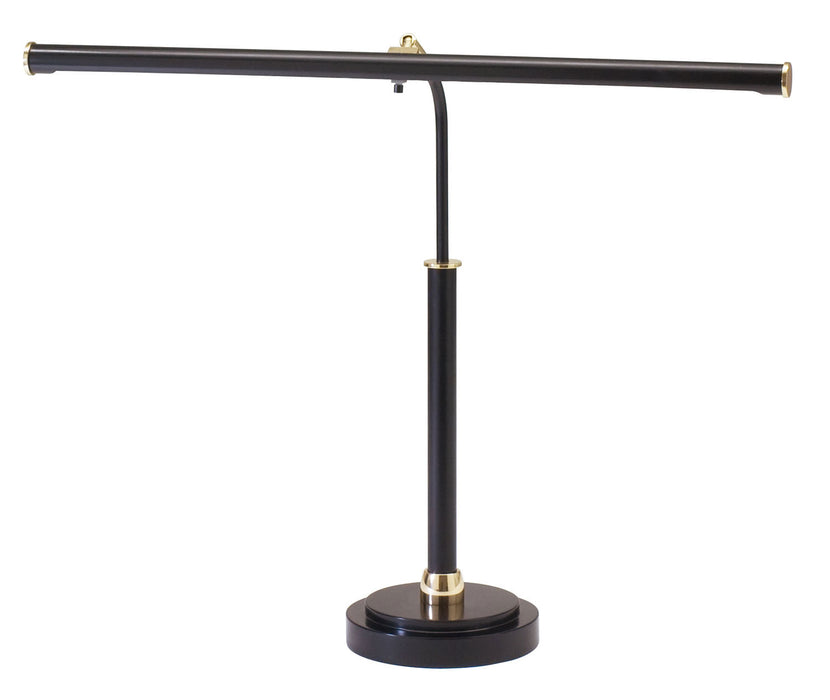LED Piano Lamp Black with Brass Accents