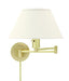 Home Office Wall Swing Satin Brass with Off-White Linen Hardback