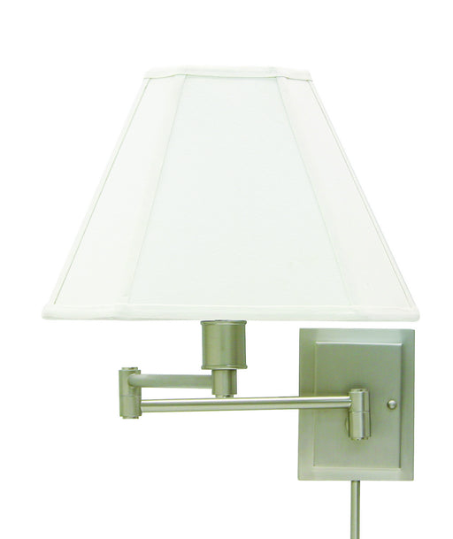 Wall Swing Arm Lamp in Pewter with White Linen Hardback