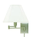 Wall Swing Arm Lamp in Pewter with White Linen Hardback