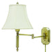 Wall Swing Arm Lamp in Antique Brass with Off-White Linen Softback Shade