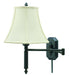 Wall Swing Arm Lamp in Oil Rubbed Bronze with Off-White Linen Softback Shade