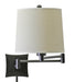 Wall Swing Arm Lamp in Oil Rubbed Bronze with Off-White Linen Hardback