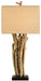Driftwood 1 Light Table Lamp in Natural & Old Iron with Beige Linen Shade