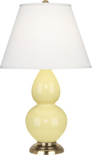 Robert Abbey (1614X) Small Double Gourd Accent Lamp with Pearl Dupioni Fabric Shade