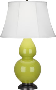 Robert Abbey (1643) Double Gourd Table Lamp with Ivory Stretched Fabric Shade