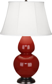 Robert Abbey (1647) Double Gourd Table Lamp with Ivory Stretched Fabric Shade