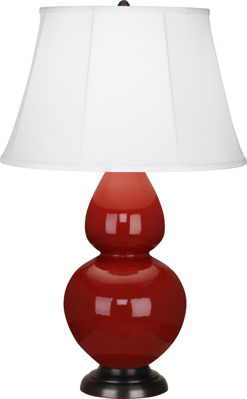 Robert Abbey (1647) Double Gourd Table Lamp with Ivory Stretched Fabric Shade