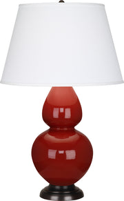 Robert Abbey (1647X) Double Gourd Table Lamp with Pearl Dupioni Fabric Shade