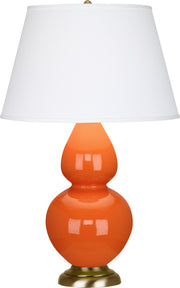 Robert Abbey (1665X) Double Gourd Table Lamp with Pearl Dupioni Fabric Shade
