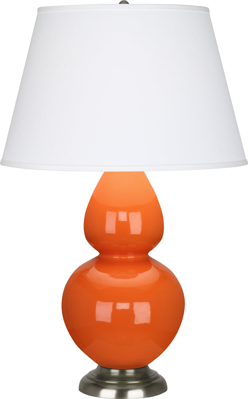 Robert Abbey (1675X) Double Gourd Table Lamp with Pearl Dupioni Fabric Shade