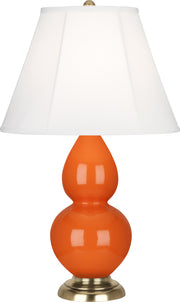 Robert Abbey (1685) Small Double Gourd Accent Lamp with Ivory Stretched Fabric Shade