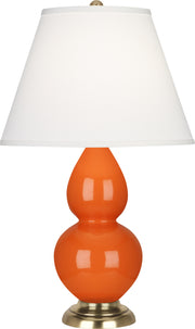 Robert Abbey (1685X) Small Double Gourd Accent Lamp with Pearl Dupioni Fabric Shade