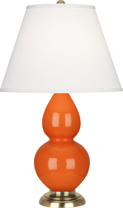 Robert Abbey (1685X) Small Double Gourd Accent Lamp with Pearl Dupioni Fabric Shade