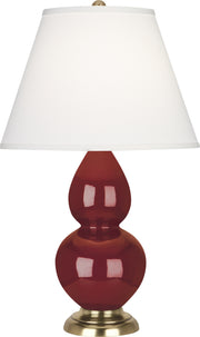 Robert Abbey (1687X) Small Double Gourd Accent Lamp with Pearl Dupioni Fabric Shade