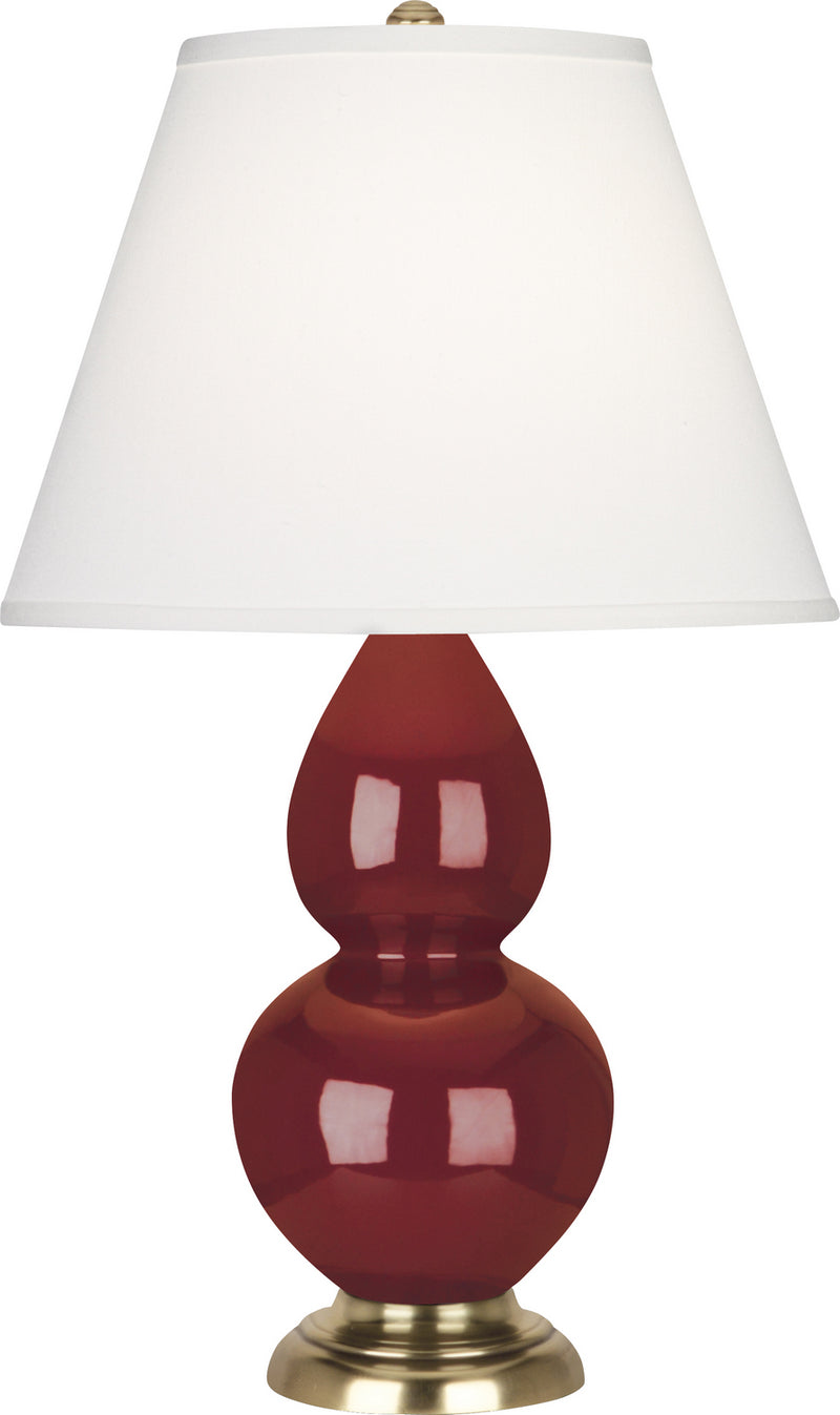 Robert Abbey (1687X) Small Double Gourd Accent Lamp with Pearl Dupioni Fabric Shade